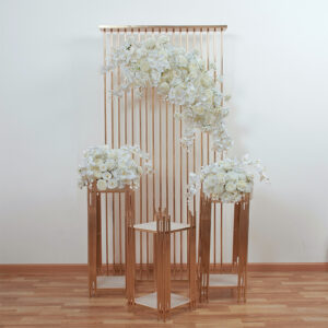 Electroplated arch geometric lead frame floral set wedding decoration window display showroom floral display