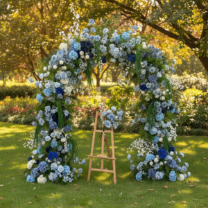 Elegant Monet Garden-Style Floral Wedding Arch - Perfect for Stage Decoration, Party Photography, and Made of Eco-Friendly and Durable Rayon.