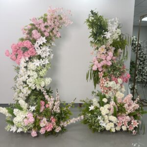 2m Pink, White and Green Artificial Flower Stand Custom Arch DIY Handmade Plastic Wedding Floral Arrangement