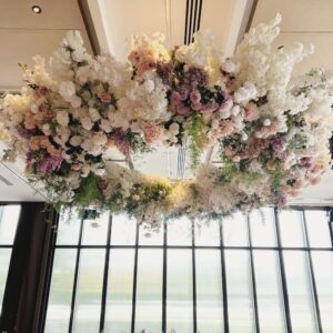 120cm wedding ceiling flower arrangement hoop hanging metal chandelier garland circular for wedding ceiling decoration