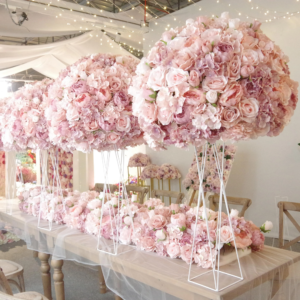 YN Hot Selling Artificial Wedding Flower Ornament: White Roses and Peony Flower Balls for Wedding Entrance Backdrop Table Decoration