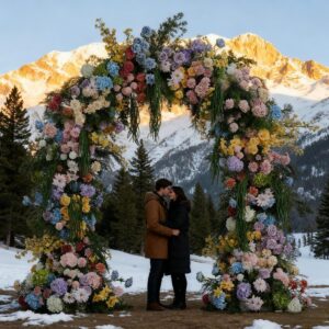 Elegant 8-foot Monet Garden-Style Floral Wedding Arch with Colorful Artificial Flowers for Stage Decoration, Photographing, Durable