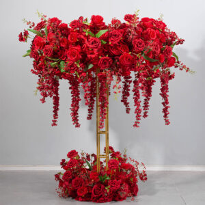 New red and white Ferris wheel flower wedding table decoration ornament, international wedding decoration artificial flower