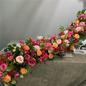 New design green leaf 3D floral runner floral wreath wedding table green hat floral border wedding decoration