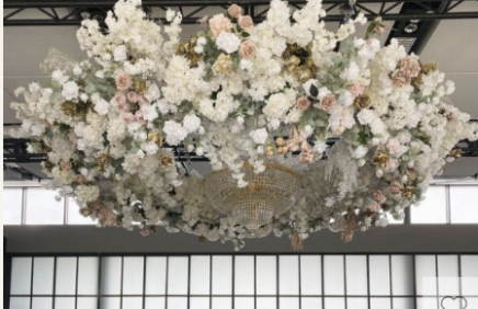 High Quality Ceiling Floral Arrangement Supplier: Merging Geometric Metalwork with Faux Vines 2 Ceiling Floral Arrangements with Geometric Metalwork and Faux Vines Supplier