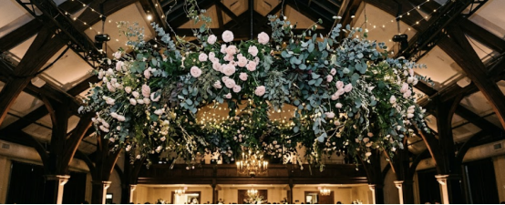 Ceiling Floral Arrangements for Minimalist North American Event Decor