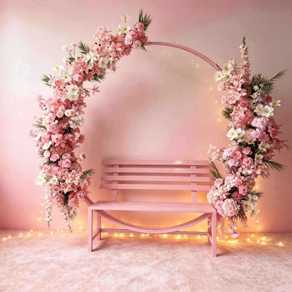 Customizable Internet Celebrity Check-in Chairs Different Colors Art Deco Iron Silk Flower Pattern for Weddings Outdoor Parks
