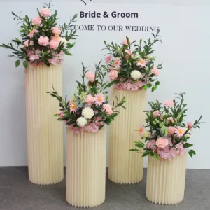 Wedding Props Artificial Flower Column Display Dessert Table Arrangement Ball and Window Ornament for Hotel Wedding Decoration