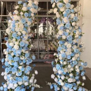 Wed Decor Cow Horn Arch with Artificial Silk Flower Wall for Wedding and Home Decoration