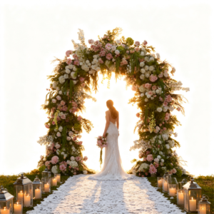 Elegant 8ft Monet Garden Style Floral Wedding Arch Perfect Artificial Flowers Stage Decoration for Party Photo Photography Metal