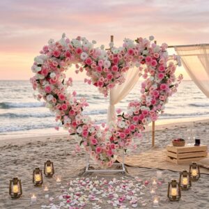 Hotsell Silk Plastic Iron Flower Balloon Arch Backdrop Stand with Curved Wave Heart Design for Wedding Party Baby Shower