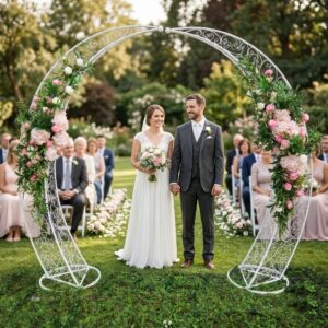Outdoor Durable Crescent-shaped Arched Archway Metal 8-9ft Height 10ft Width Used for Decorating Garden Bride's Wedding Party