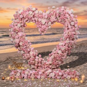 Pink Elegant Removable Silk Plastic Artificial Flower Love Arch Forest Wedding Theme Outdoor Decoration 8ft Tall