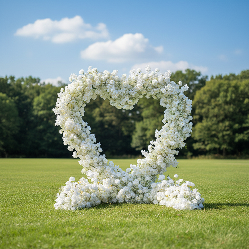 Engagement Event Decoration Party Rental White Wedding Silk+Plastic White Roses Centerpieces 7-8ft Heart Removable Arch 6 Wholesale Artificial Wedding Flowers | Yongnuo Flower - Custom Floral Arrangement Supplier Professional wholesale supplier of handmade artificial flower wall, wedding ceiling floral arrangement, table centerpieces & floral wreaths. Custom wedding event artificial flowers, bulk discount, worldwide shipping available. Contact us for catalog & quotation.