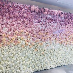 3D Rose Flower Wall Panel Wedding Decoration Floral Wall Backdrop Flower Vase Backdrop Roll up White Silk Roses Flower Wall