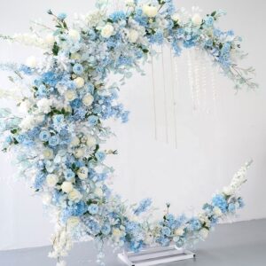 Artificial Moon Shaped Flower Wall Flower Arch Wedding Arch for Outdoor Wedding Indoor Restaurant Decoration