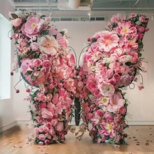 Butterfly Backdrop Stand Metal Wedding Arch Frame Giant Butterfly Flower Stand for Wedding Birthday Party Ceremony Decoration