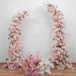 Wedding Rose Horn Flower Arch Backdrop Wedding Arch Flower Arrangement Artificial Silk Flower Arch Decoration