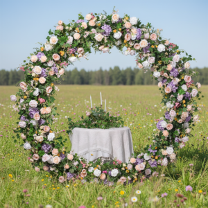 Silk & Plastic Artificial Flower Arch Backdrop with Folding Design for Wedding Decorations