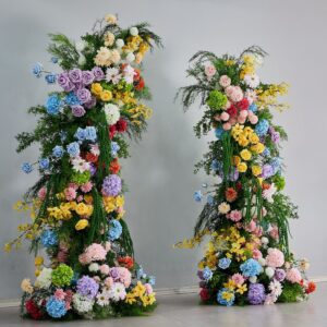 High Quality Elegant Wedding Arch Display Set Colourful Horn Arch Flower Runner Decoration for Party Events Includes Artificial