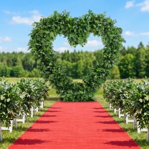 Green Elegant Removable Heart-Shaped Silk Plastic Artificial Flower Love Arch Forest Wedding Theme Outdoor Decoration 8ft Tall