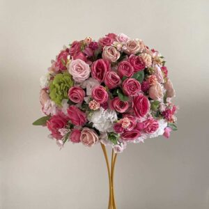 Flower Ball Wedding Centerpieces 50cm Artificial Rose Flower Ball With Green Leaves