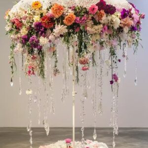 Floral Umbrella, Artificial Flowers, Artistic Display for Wedding Banquets, Wedding Event Decoration Art