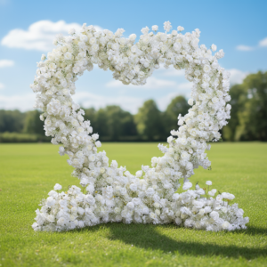 Engagement Event Decoration Party Rental White Wedding Silk+Plastic White Roses Centerpieces 7-8ft Heart Removable Arch