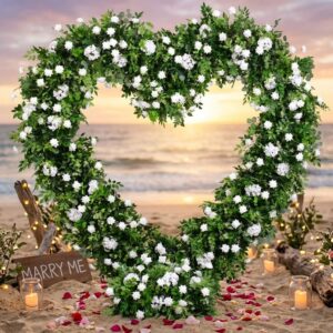 White Green Elegant Removable Silk Plastic Artificial Flower Love Arch Forest Wedding Theme Outdoor Decoration 8ft Tall