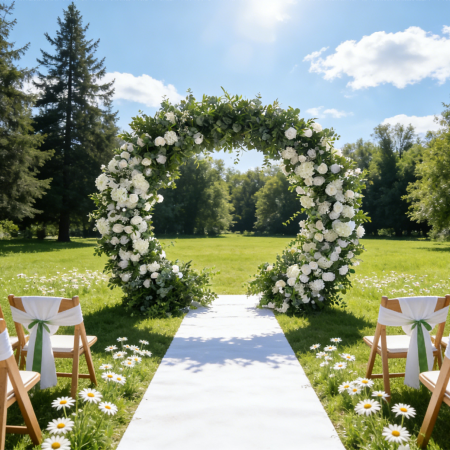 White artificial flower arch for wedding, Global Leading Flower Row Solutions Provider Yongnuo awarded Premium Cultural Export Honor