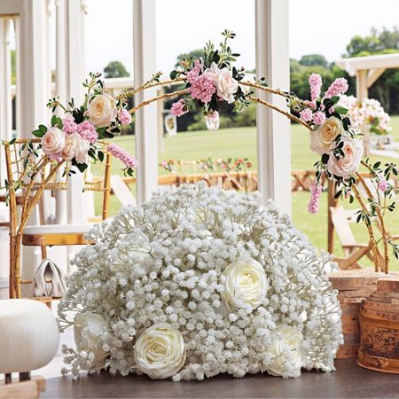 Yongnuo artificial wedding event party floral decorations displayed at Canton Fair, China leading decor factory