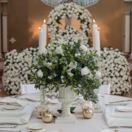 Pastel artificial flower arrangements for European wedding and corporate event decor, elegant soft tone floral styling for party rental